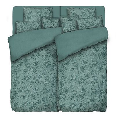 WINTERENGEL Wendebettwäsche Blumen mit Stehsaum Mikrofaser Flanell Doppelbett, 10tlg.