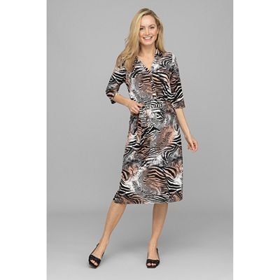 Thumbnail - B-Ware VIA MILANO Kleid, 3/4-Arm V-Ausschnitt elastisches Material