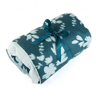 JERYMOOD 3tlg. Reise-Set floraler Druck Kissen,Decke+Tasche Mikrofaser Jersey