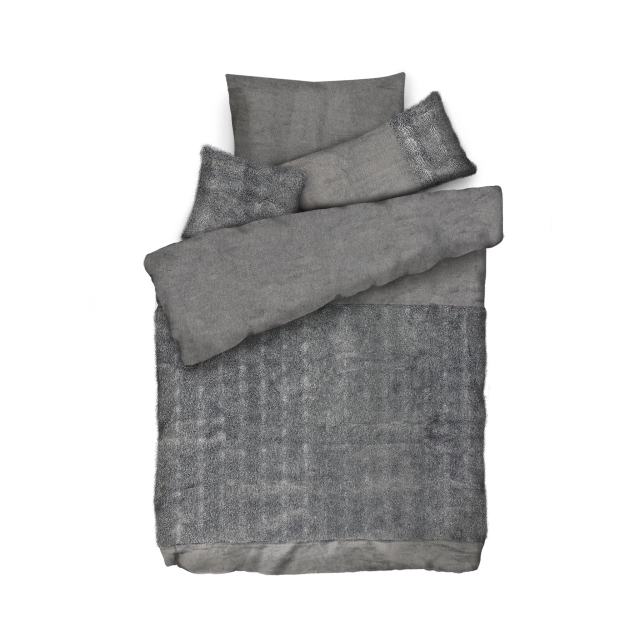 MONT CHALET Wendebettwäsche 3D-Optik Mikrofaser Fellimitat Einzelbett, 4tlg.