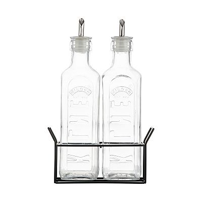 Kilner® Flaschen-Set 1x Essig & Öl-Flasche 600ml Volumen Ausgießer & Ständer