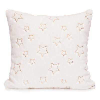 MONT CHALET 1 Kissenhülle Pailletten-Sterne Fellimitat waschbar, ca. 50x50cm