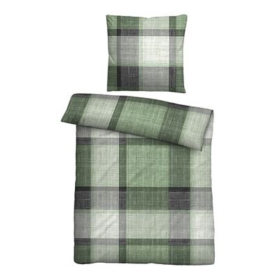 biberna® Bettwäsche Karo-Design Baumwoll Feinbiber Einzelbett, 2tlg.