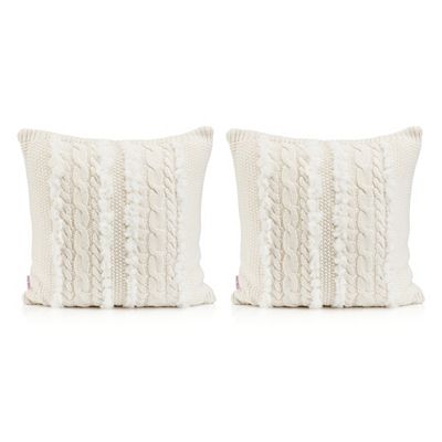 MONT CHALET 2 uni Kissenhüllen mit Fellimitat Mikrofaser Chinchilla waschbar, 50x50cm