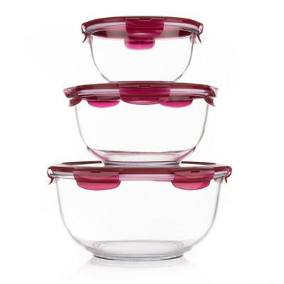 LocknLock 3 Frischhaltedosen Borosilikatglas 1,1L, 2,3L und 4,4L Gesamtvolumen 7,8L