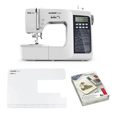GLAESER Nähmaschine mia500 inkl. Anschiebetisch & Nostalgie-Box EH087805+EH087980