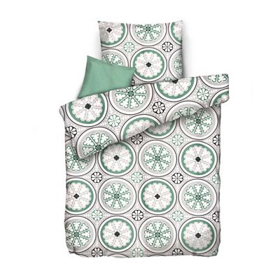 SOFT WAVE Bettwäsche runde Ornamente Mikrofaser Seersucker Einzelbett, 3tlg.