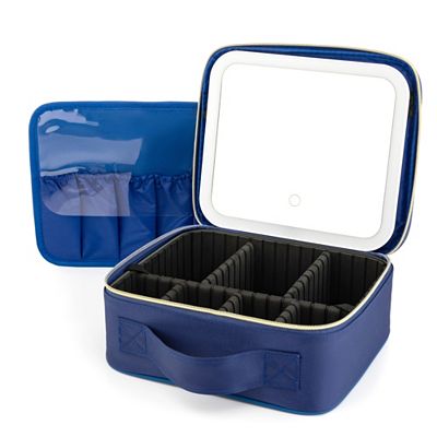 Thumbnail - Beauty Organizer mit LED Spiegel 3 Beleuchtungsmodi variable Trennwände inkl. Pinseltasche