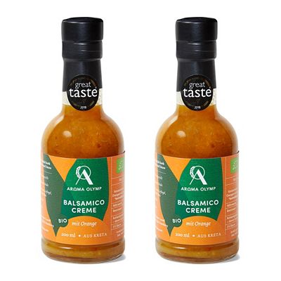 Thumbnail - AROMA OLYMP Bio Balsamico mit Orange aus Kreta, 2 Flaschen Inhalt 400ml