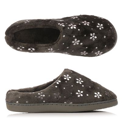 MONT CHALET Damen-Hausschuh Glitzer Mikrofaser Chinchilla weich gepolstert