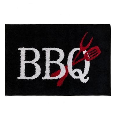 CASA FONDO Grillmatte BBQ-Schriftzug Mikrofaser waschbar, 80x120cm