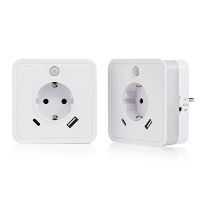 Thumbnail - LED-Nachtlicht mit Bewegungsmelder & Steckdose USB A / USB-C 2 Stück