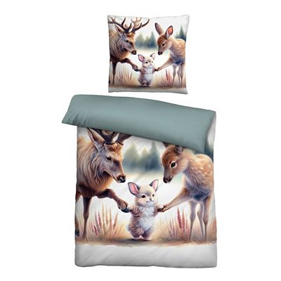 Thumbnail - biberna® Bettwäsche Waldtiere Baumwoll Feinbiber Einzelbett, 2tlg.