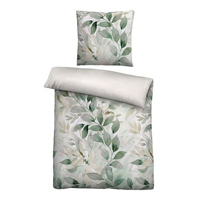Thumbnail - biberna® Bettwäsche Blätterranke Baumwoll Satin Einzelbett, 2tlg.