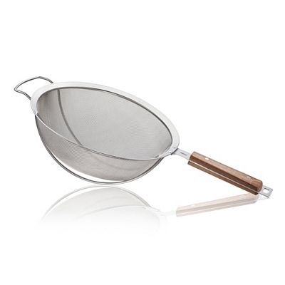 GEFU® Sieb PASSO mit Walnussholzgriff, Stabilisierungsbügel und Aufhängöse