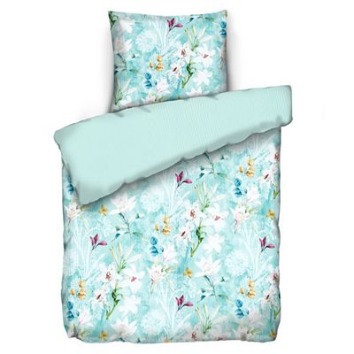 JERYMOOD Rib-Jersey Wendebettwäsche Blumen Mikrofaser Jersey Einzelbett, 2tlg.