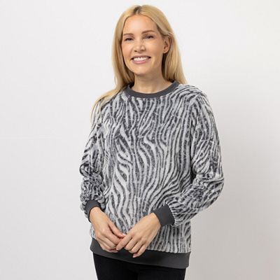 MONT CHALET Damen-Pullover 3D-Animaldesign Mikrofaser Chinchilla Rundhalsausschnitt