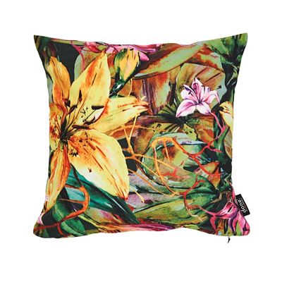 Thumbnail - done.® Dekokissenhülle YELLOW LILY Velour-Stoff waschbar