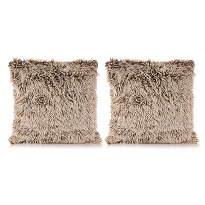 MONT CHALET 2 Kissenhüllen Hochflor-Fellimitat Mikrofaser-Abseite waschbar, 50x50cm