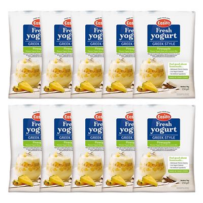 EASIYO Joghurtpulver 10 Beutel für 10kg Joghurt, griech. Art Ananas mit Kokos