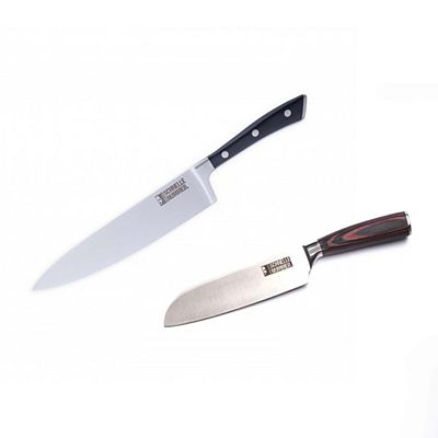 HENSSLERS 2tlg. Messer-Set Santokumesser & Küchenmesser Edelstahl-Klingen