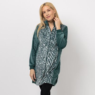 MONT CHALET Damen-Hauskleid 3D-Animaldesign Mikrofaser Chinchilla