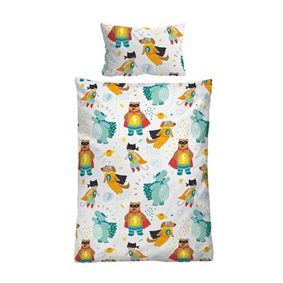 biberna® Bettwäsche Superhelden Baumwoll Linon Einzelbett, 2tlg.