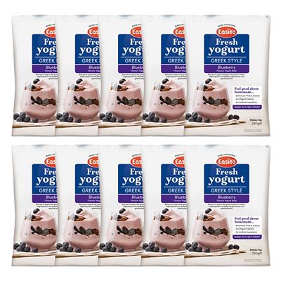 EASIYO Joghurtpulver 10 Beutel für 10kg Joghurt griech. Art Blaubeere