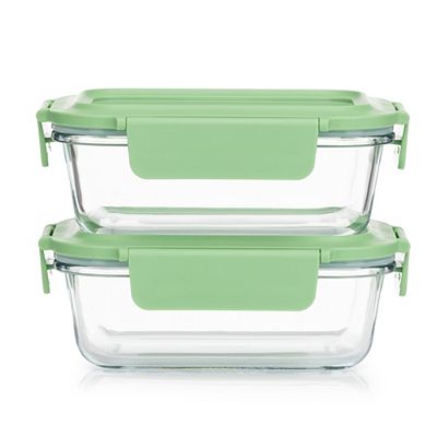 LocknLock 2 Frischhaltedosen mit Glasdeckel rechteckig je 630ml Volumen