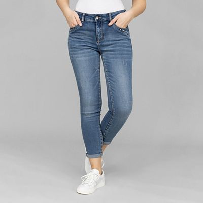 B-Ware DINE 'N' DANCE Jeanshose Salsa 5-Pocket-Style Umschlag am Saum