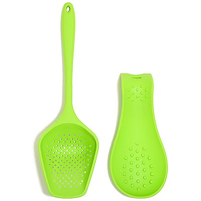KOCHBLUME® Sieblöffel & Löffelablage aus Silikon 2tlg.