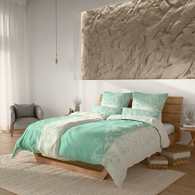 JERYMOOD Wendebettwäsche Blätterranke Mikrofaser Jersey Doppelbett, 6tlg.