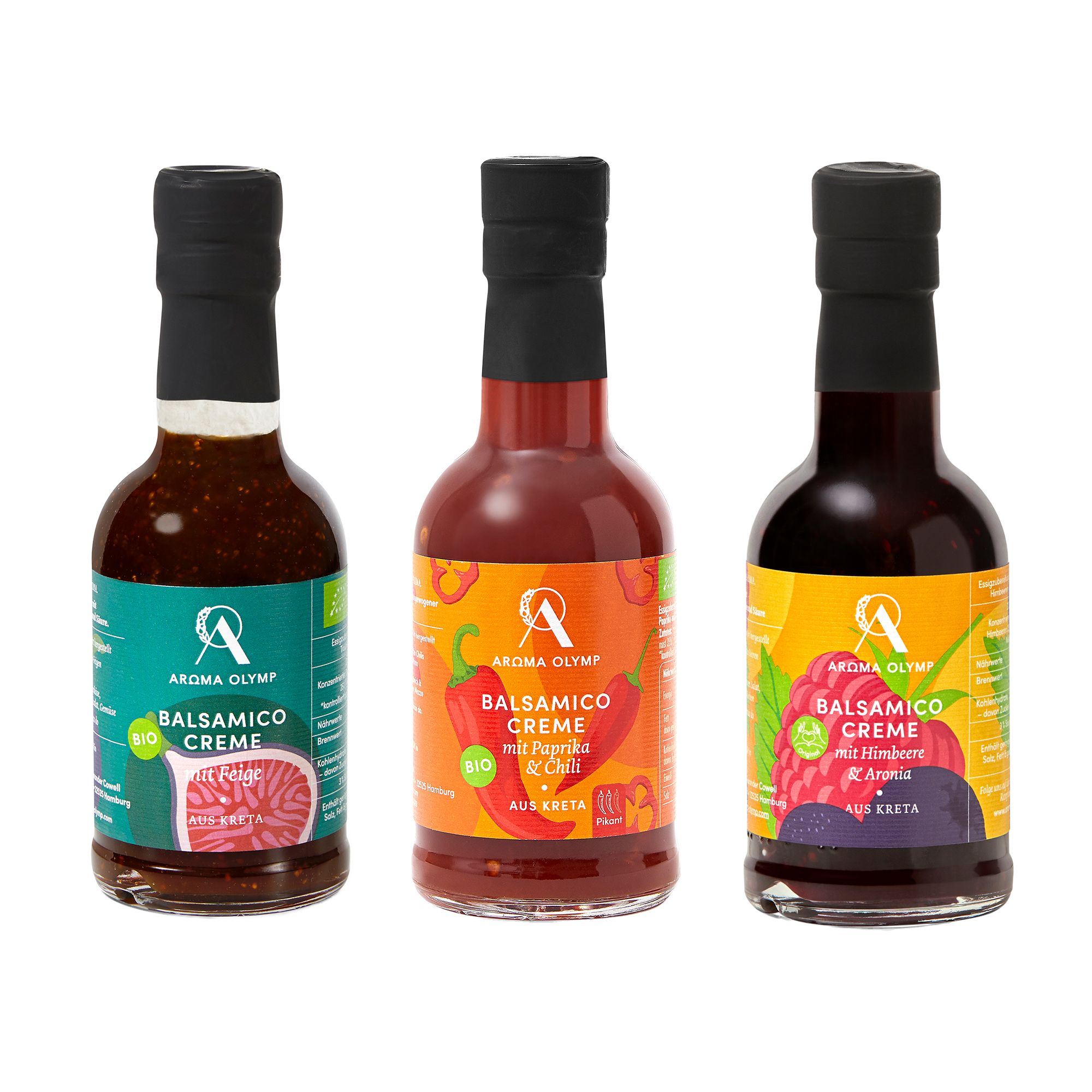 AROMA OLYMP Balsamico Trio 2 davon Bio exklusiv bei QVC Inhalt 3x200ml