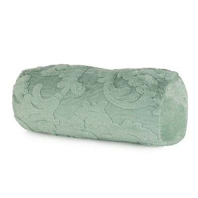 MONT CHALET gefüllte Nackenrolle Jacquard-Fellimitat Mikrofaser Chinchilla waschbar, ca. 25x50cm