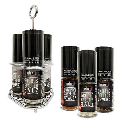 WEBER® Gewürzmühlen Trio im Metallständer 3 versch. Gewürze Inhalt 162g