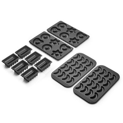 COOLINATO 10tlg. Backformen Set X-Mas Platin Silikon inkl. 4 Rezepte