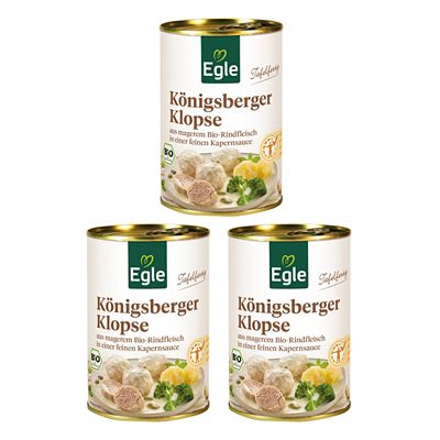 Thumbnail - EGLE Bio Königsberger Klopse, tafelfertig exklusiv bei QVC Inhalt 1.200g, 3 Stk.