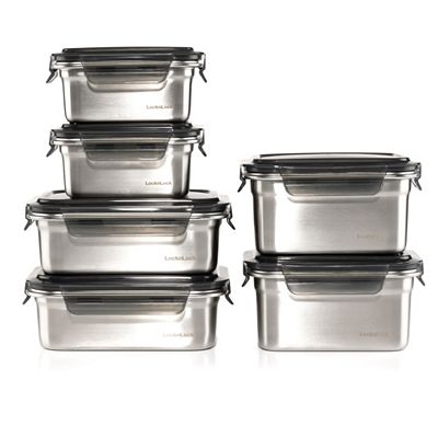 LocknLock 6 Frischhaltedosen Edelstahl 2x500ml, 2x1L und 2x1,2L Gesamtvolumen 5,4L