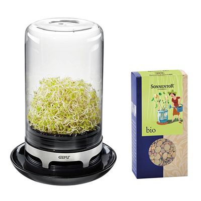 Thumbnail - GEFU® Sprossenglas Bivita für frische Sprossen inkl. Sonnentor Bio Sprossenmix 120g