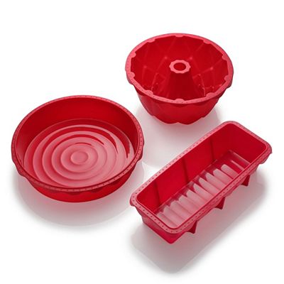 COOLINATO 3tlg. Backformen Set Platin Silikon bis 230°C inkl. 4 Rezepte