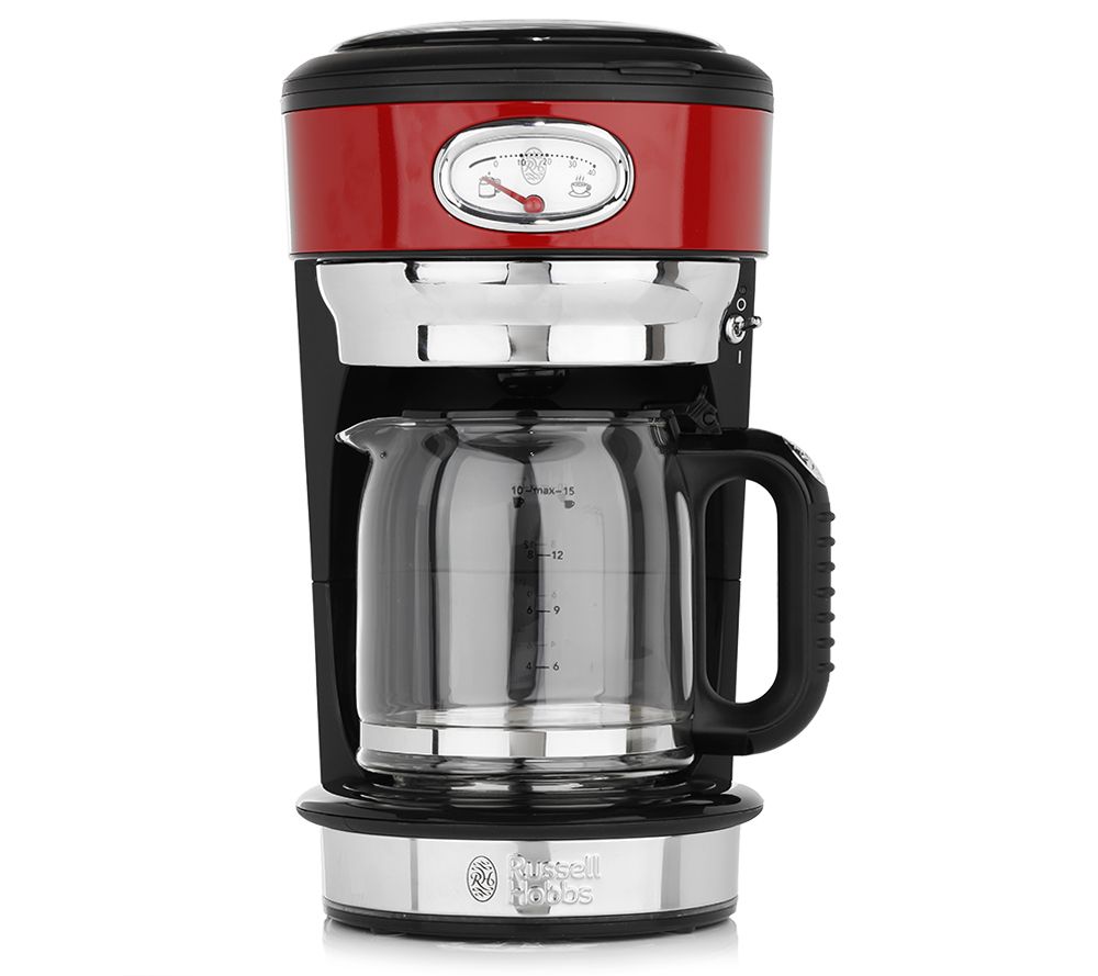 RUSSELL HOBBS Retro Ribbon Red GlasKaffeemaschine 1,25l, 1.000W QVC.de