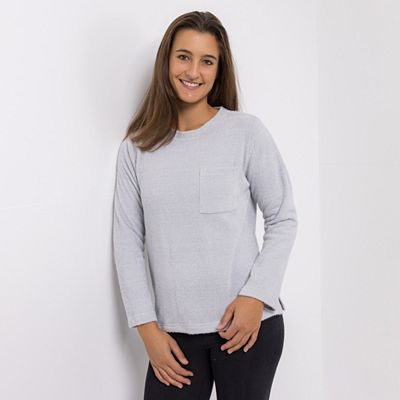MONT CHALET Damen-Pullover uni Angora-Fellimitat Rundhalsausschnitt