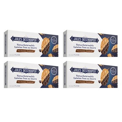 JULES DESTROOPER feinstes Gebäck Butterwaffeln mit Zartbitterschokolade 4x 175g, Inhalt 700g