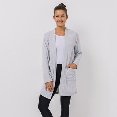 MONT CHALET Homewear-Cardigan uni Angora-Fellimitat hüftumspielend