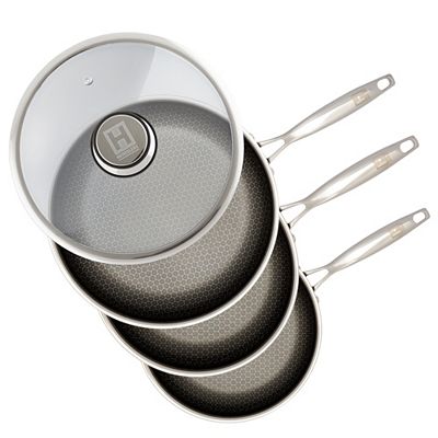 HENSSLERS Pfannen-Set, 3tlg. 20 & 24cm Bratpfanne und 30cm Bratpfanne mit Deckel