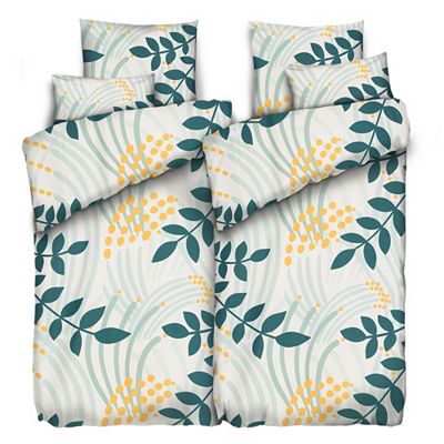 Thumbnail - SOFT WAVE Bettwäsche Ranken & Blätter Mikrofaser Seersucker Doppelbett, 6tlg.