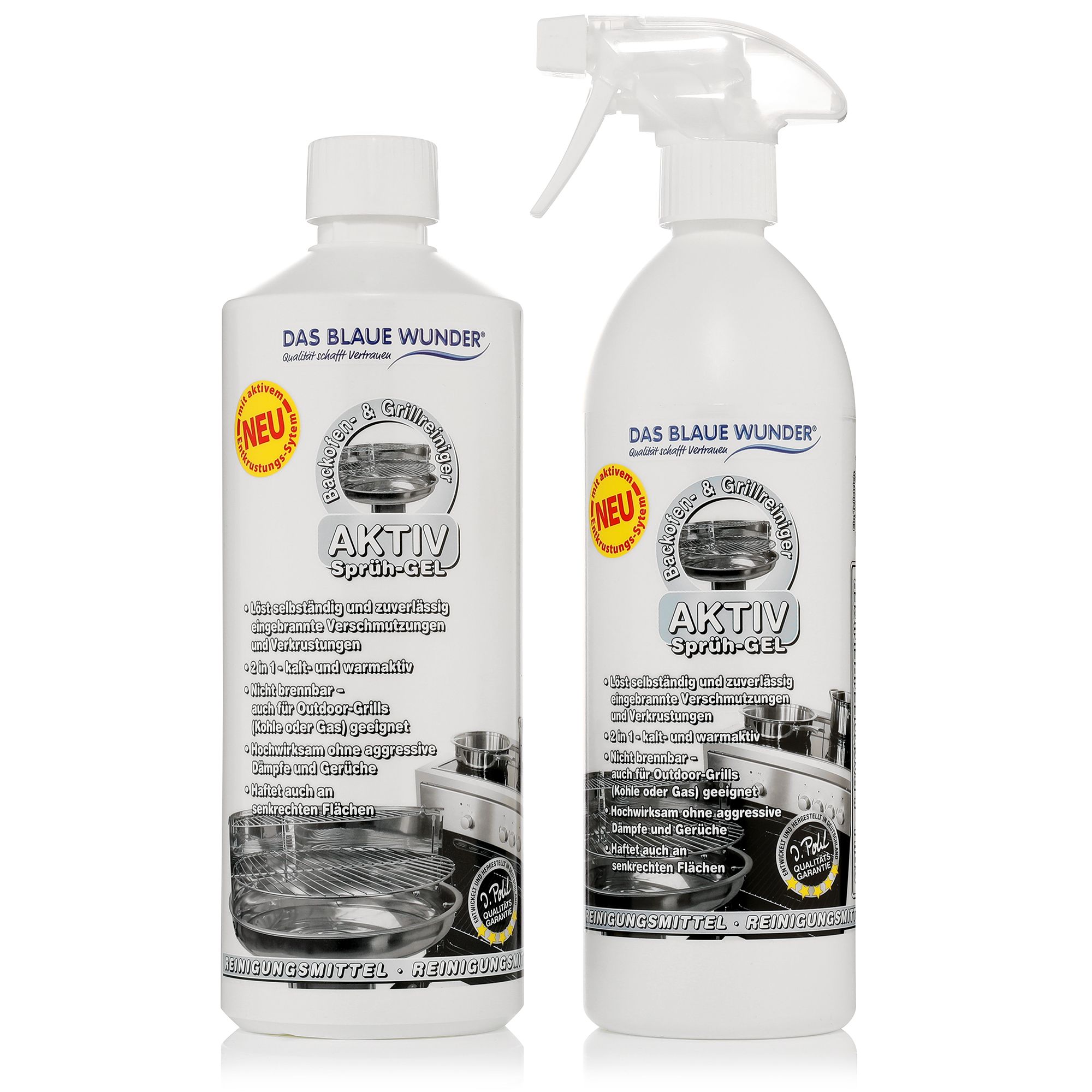 DAS BLAUE WUNDER® Backofen & Grillreiniger Aktiv SprühGel 1l & 750ml