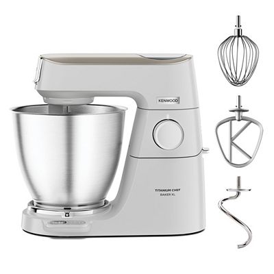 KENWOOD Titanium Chef Baker XL Küchenmaschine 7L Rührschüssel 3 Aufsätze KVL65.001 WH