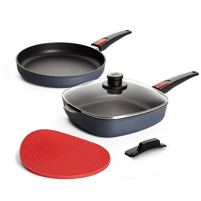 WOLL® Diamond Lite Viereckpfanne 26x26cm und Bratpfanne Ø26cm inkl. Silikonzubehör