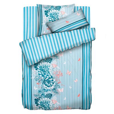 JERYMOOD extra soft Wendebettwäsche Blumenranke/Streifen Mikrofaser Jersey Einzelbett, 4tlg.